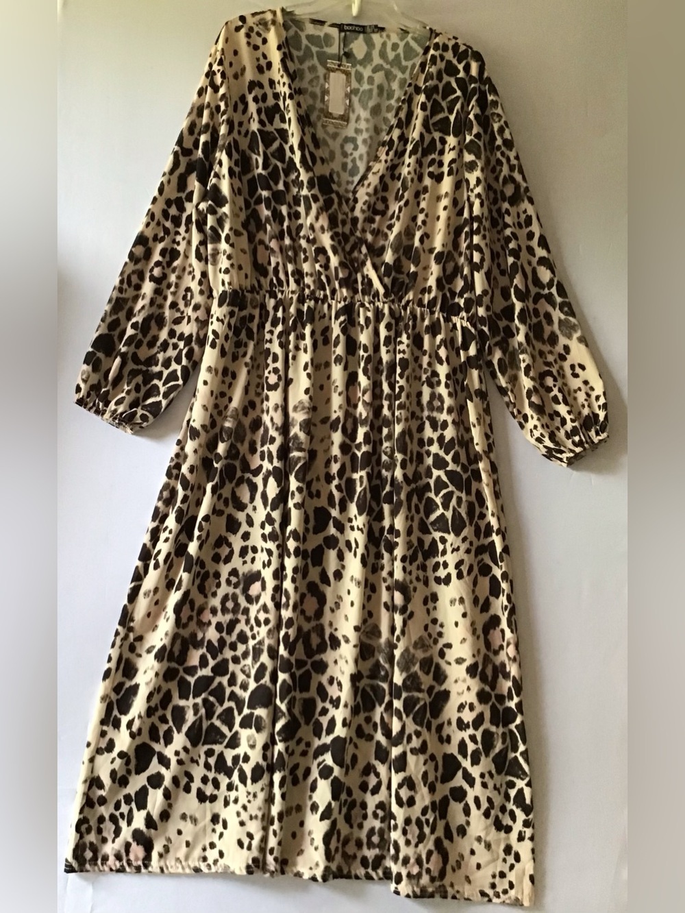 424 Women Leopard Print Wrap Dress - Beige and Brown